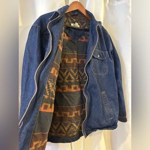 Duke Haband Denim Jacket. Aztec Blanket Lined. Full Zip Size L‎